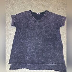 Women's Black Stone Washed V-Neck Tunic Shirt Size 1x